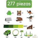 Pista Dinosaurio Jurásica 277 Piezas con 2 Autitos Eléctricos, Loop y Túnel