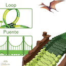Pista Dinosaurio Jurásica 277 Piezas con 2 Autitos Eléctricos, Loop y Túnel