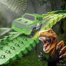Pista Dinosaurio Jurásica 277 Piezas con 2 Autitos Eléctricos, Loop y Túnel