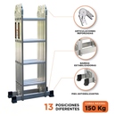 Escalera Articulada 4×4 – 16 Peldaños – Capacidad 150 kg – Uso Profesional